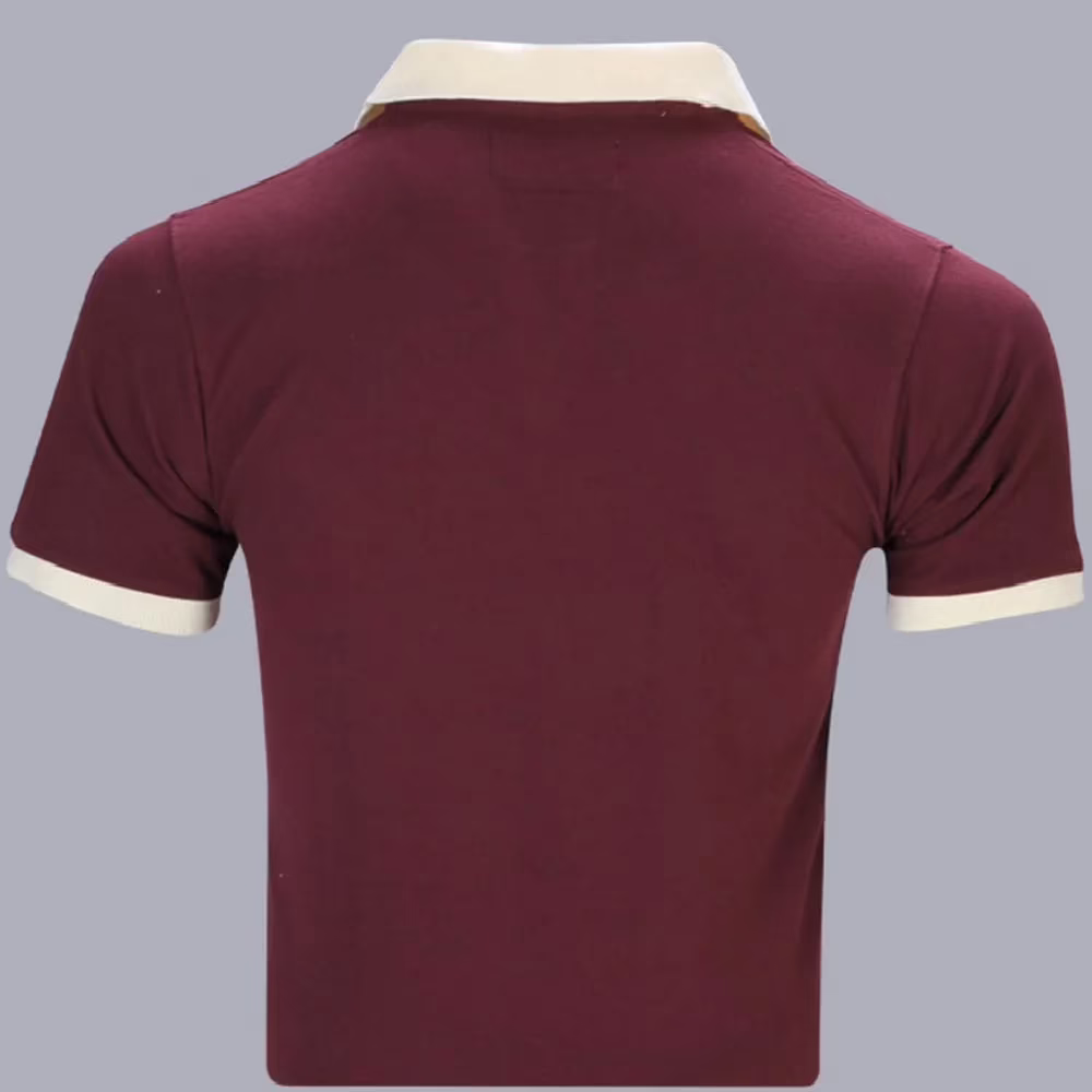 Rampwaq-Polo Maroon White Blue Stripe Tshirt - Image 2
