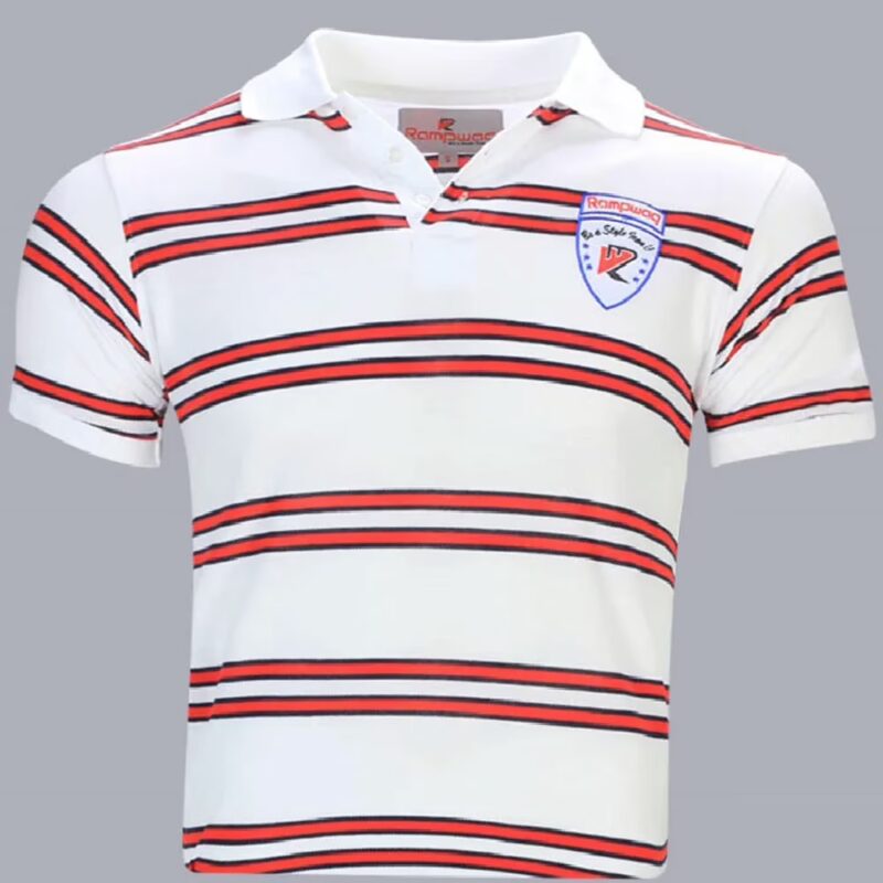 Rampwaq-Polo White Red Black StripeTshirt