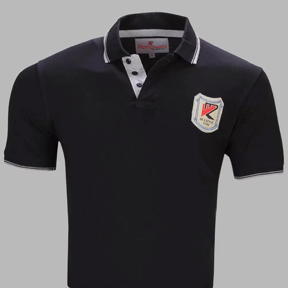 Rampwaq-Black Solid Polo Tshirt