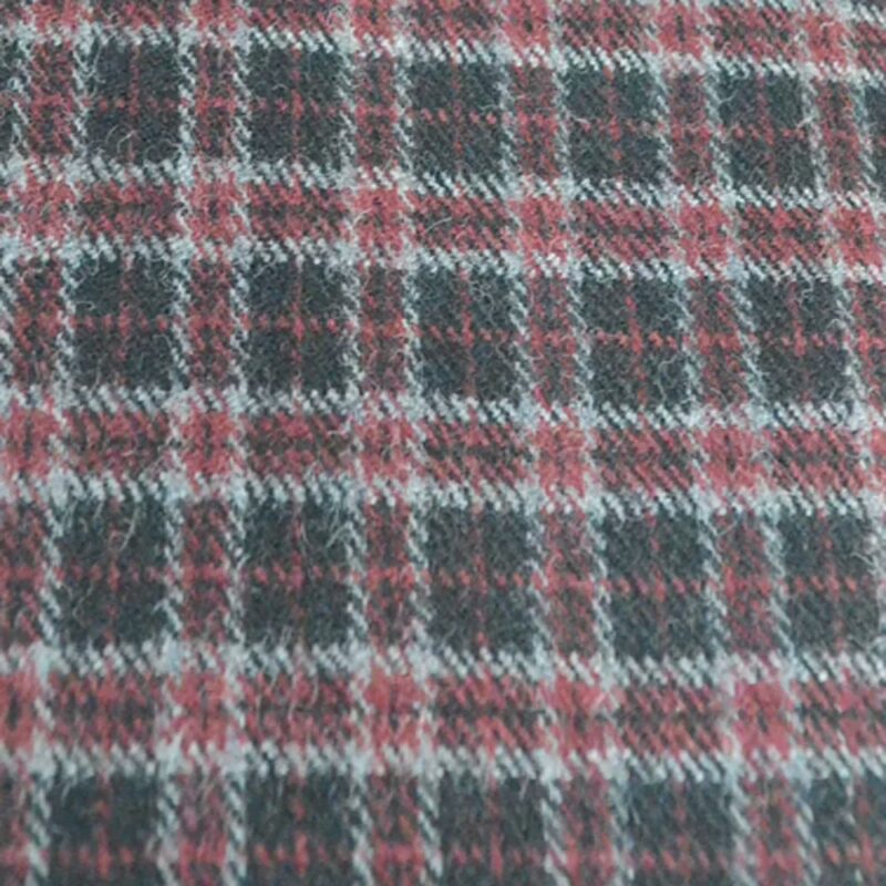 Raymond Black & Maroon Check Tweet Coat Fabric