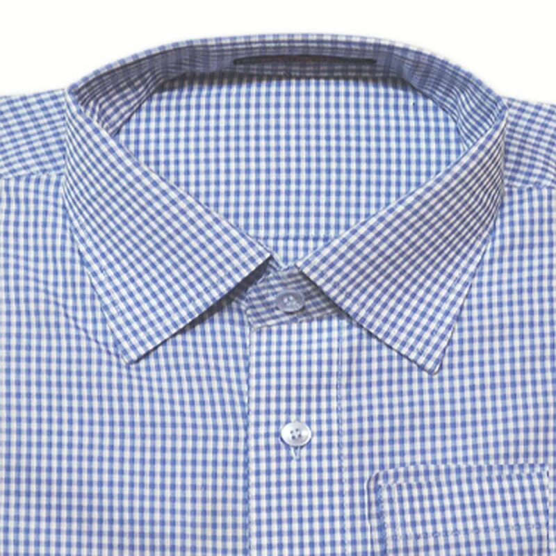 Raymond Blue White Small Check Half Sleeves Cotton Shirt-Size 39