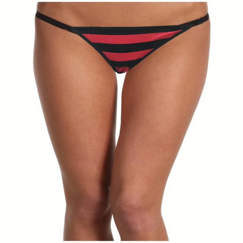 Red & Black Stripes Cotton Bikini Brief