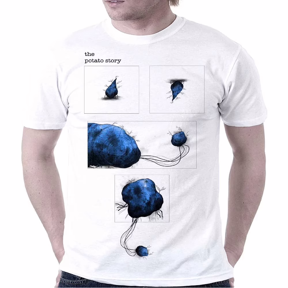Reptile Potato Story White Round Neck T-shirt