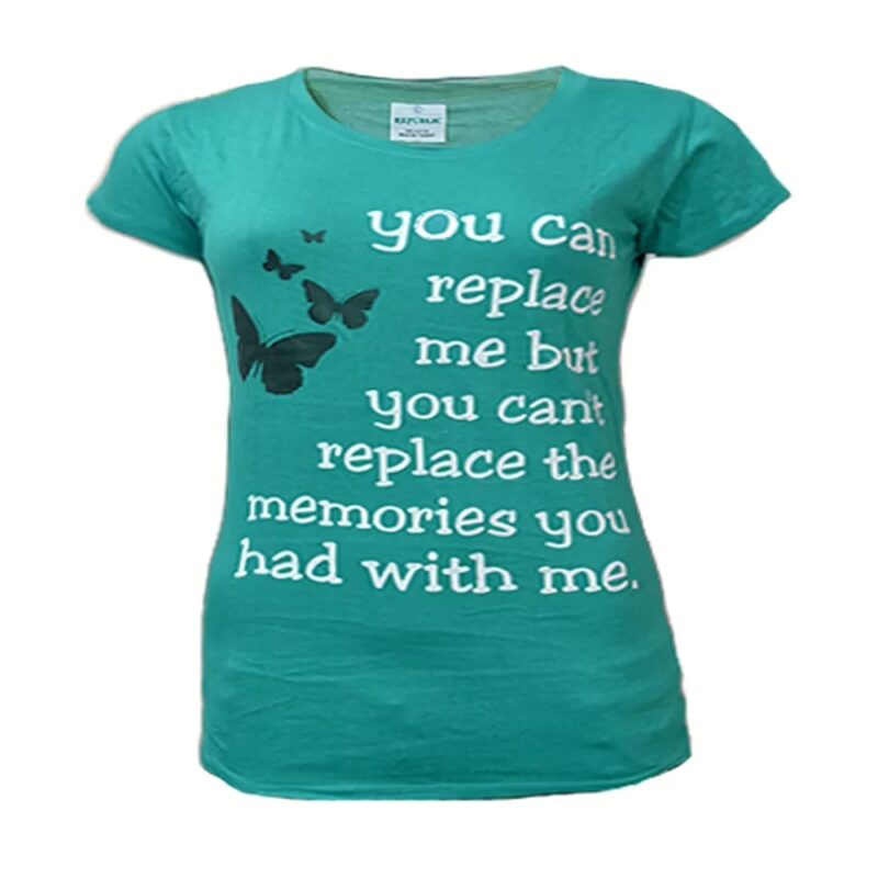 Round Neck Short Sleeves Sea Green Graphic Print Tee
