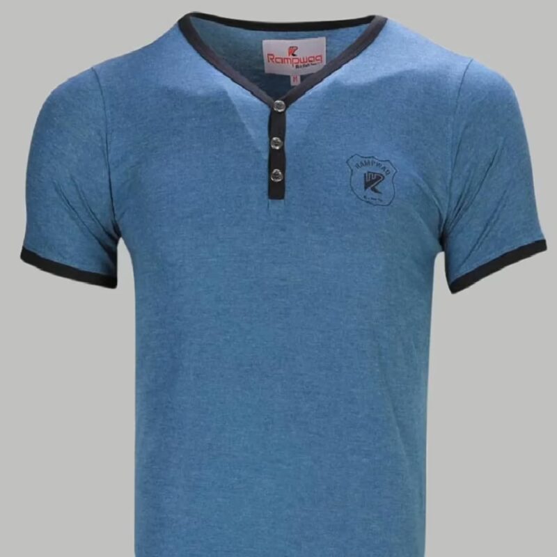 Rampwaq-Melange V Neck Pea-Cock Green Tshirt