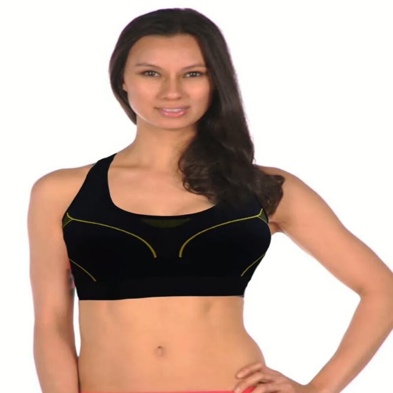 Seamless Non Padded Black Sports Bra