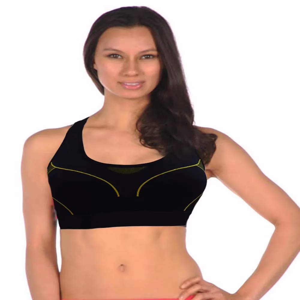 Seamless Non Padded Black Sports Bra