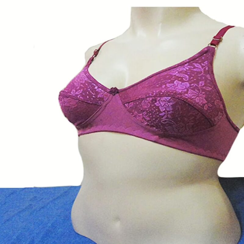 Sensous Magenta Embroidered Flower Print Bra