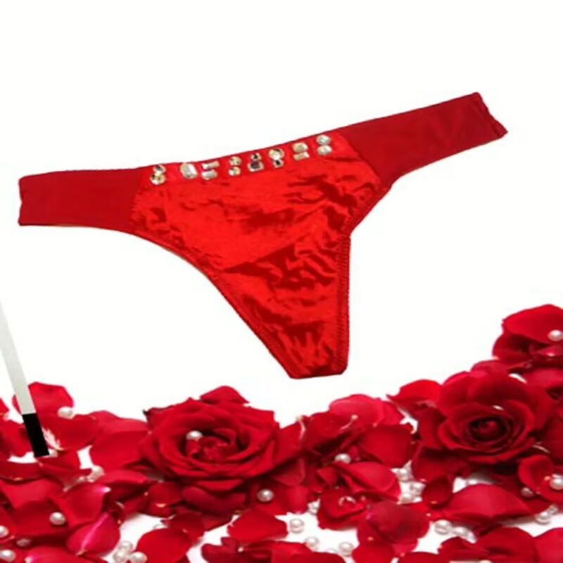 Shimmer Crystal Red Tanga Thong