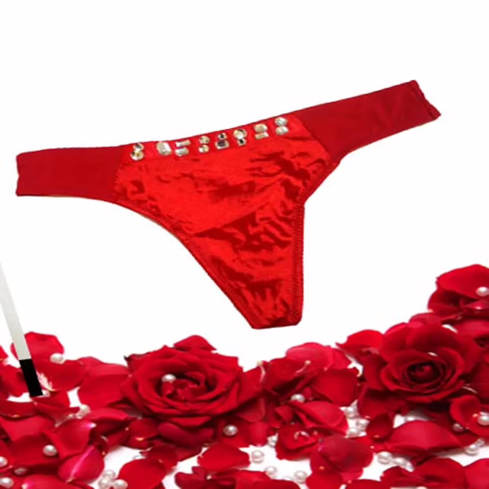 Shimmer Crystal Red Tanga Thong