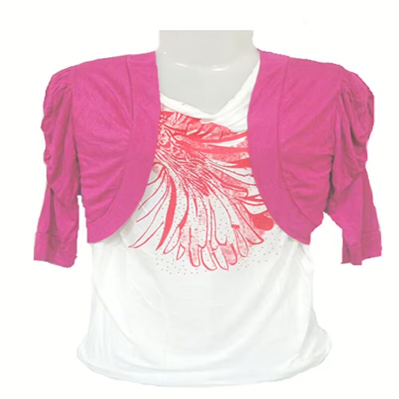 Stylish Crochet Back Magenta Short Shrug