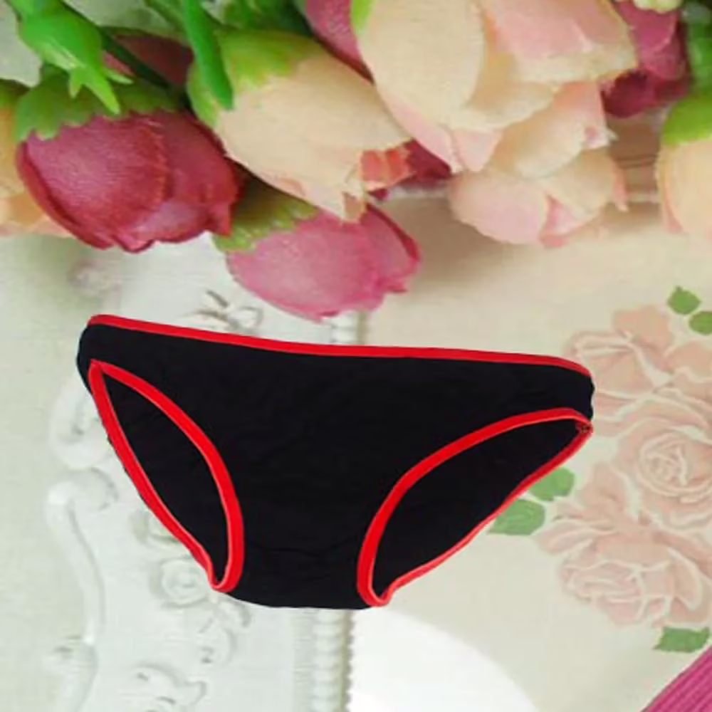 Soft Cotton Fabric Plain Black Panties