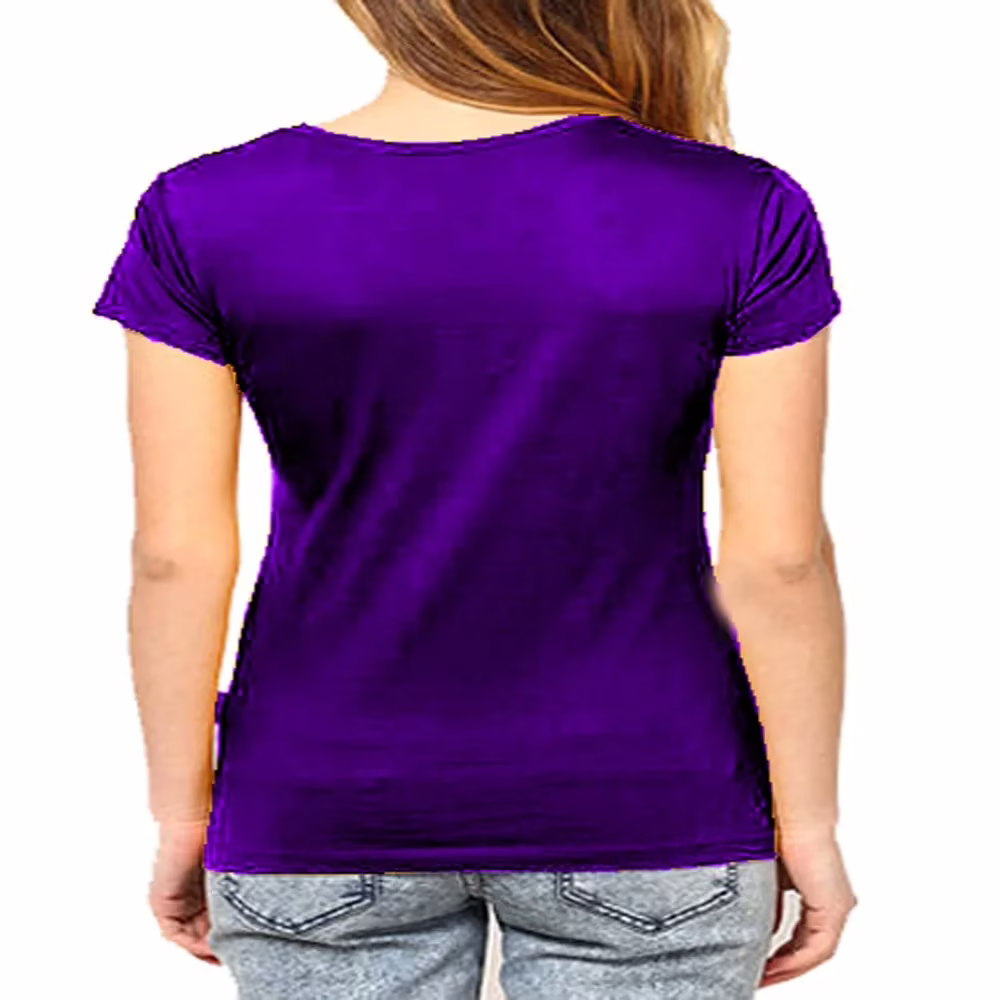 Soft Half Sleeves Purple Stretch T-shirts Tee - Image 2