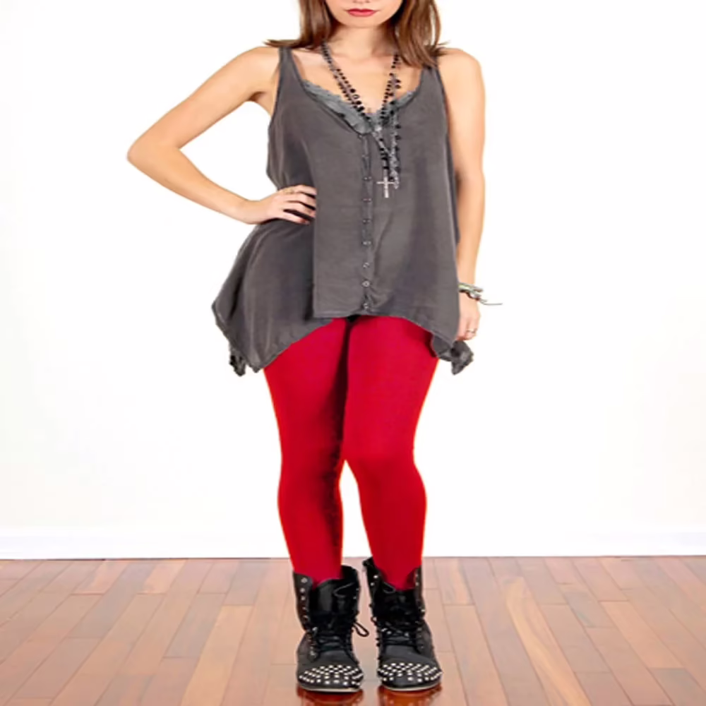 Soleil Red Skinny Fit Stretchable Legging - Image 2