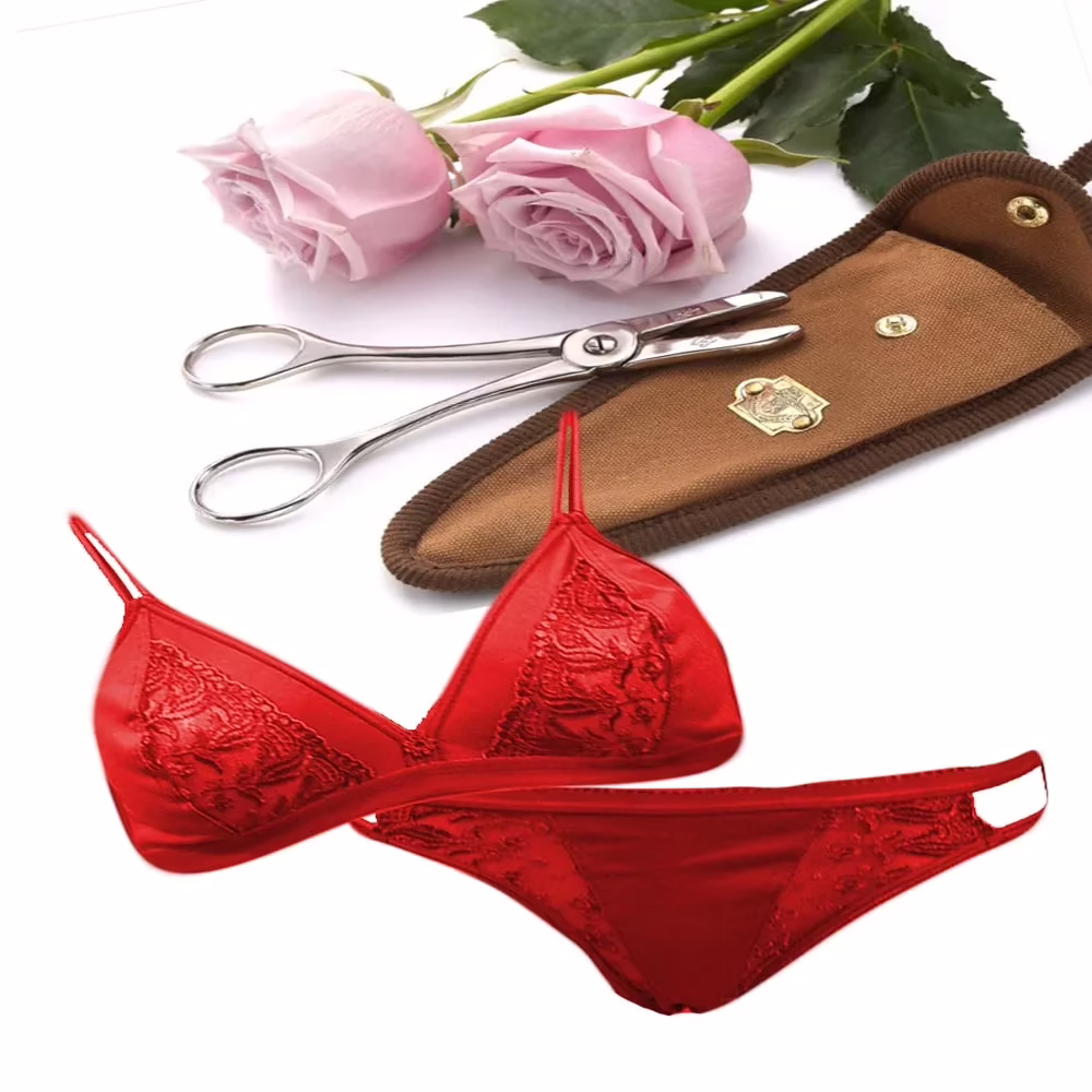 Stunning Red Satin Bridal Lingerie Set - Image 2