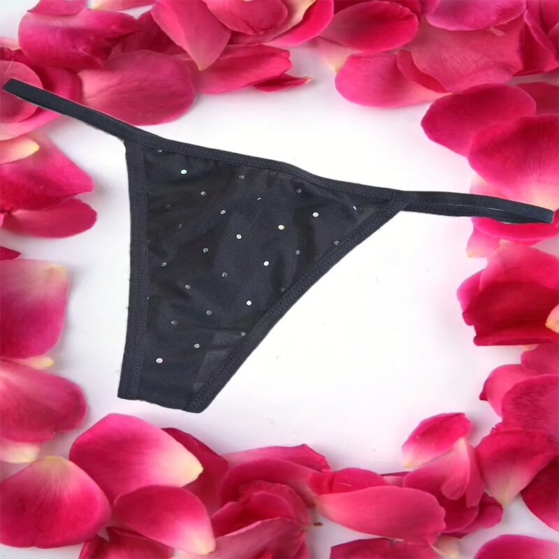 Stylish Black Sequence G-String Thong