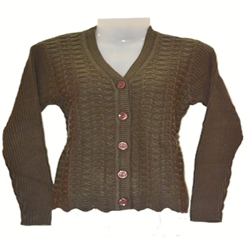Stylish Mehndi Green Woolen Cardigan