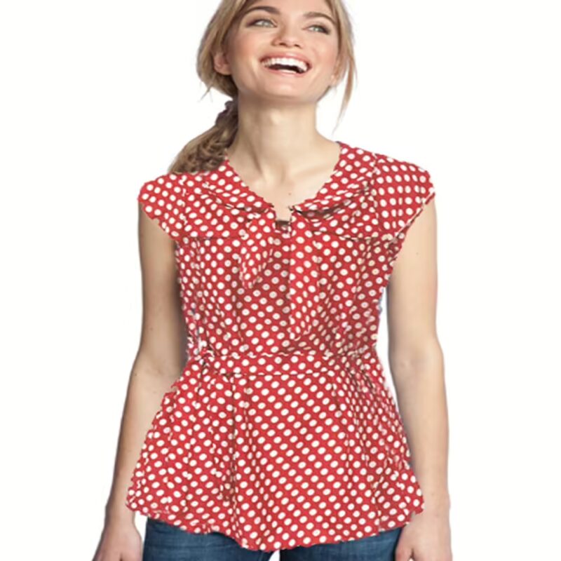 Stylish Red Polka Dotted Tie Top