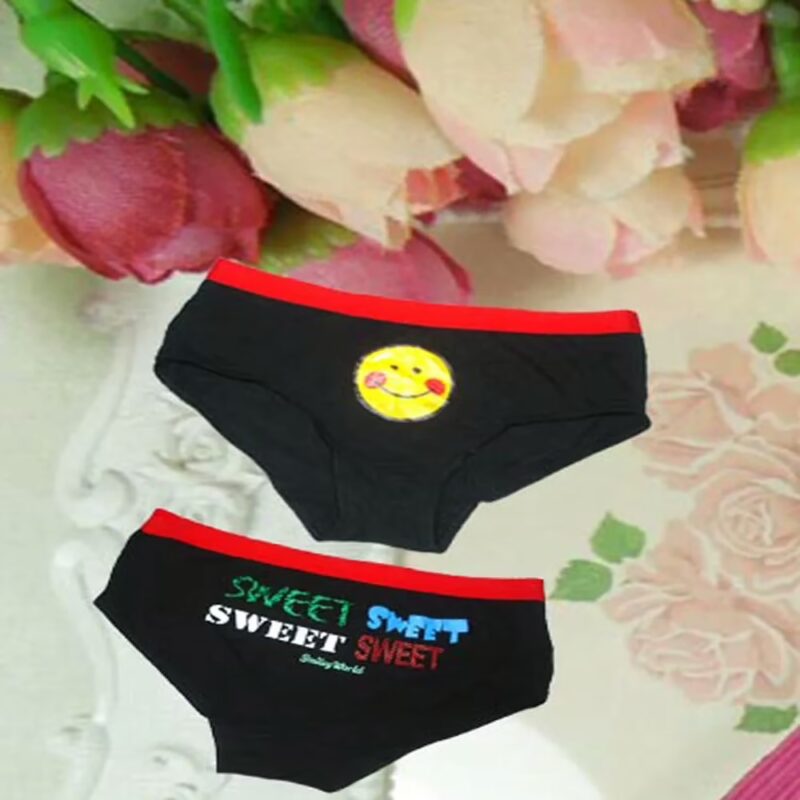 SWEET Print Black Curvy Panties Brief
