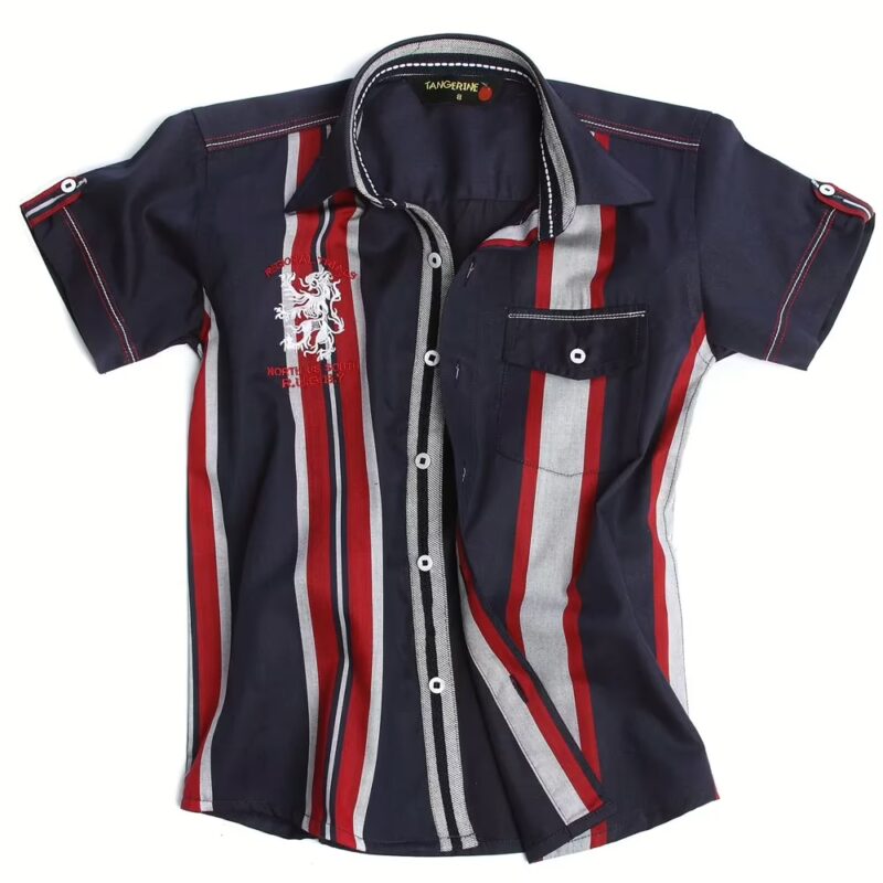 Tangerine-Dragon Printed Red Dull Black Half Sleeves Shirt