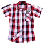 Tangerine-Single Pocket Red Black Check half Sleeves Shirt
