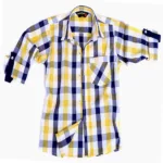 Tangerine-Single Pocket Yellow White Blue Check Roll Up Shirt