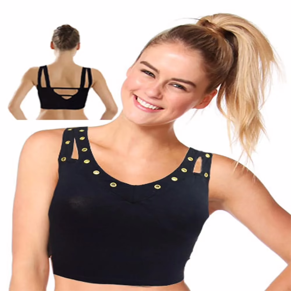 Trendy Black Straight Back Sports Bra