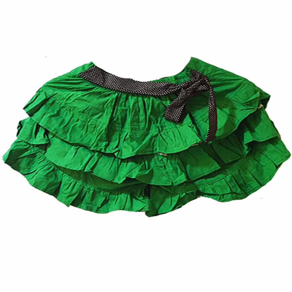 Trendy Green Tiered Ruffled Divider Skirt (6 Years)