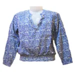 Trucco Blue Printed Long Sleeves Cotton Top-Size M