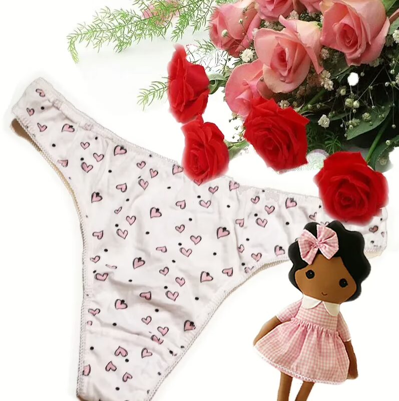 United Colors Of Benetton Pink Heart Print White Thong Brief