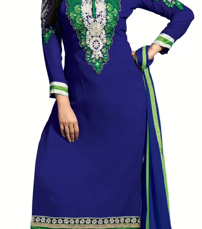 Trendz apparels Rosy Blue & Green Unstitched suit
