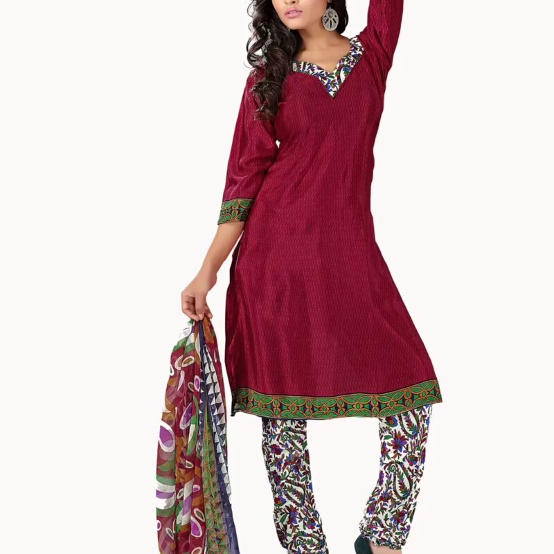 Trendz Apparels Suhani Maroon Printed Unstitched Suit