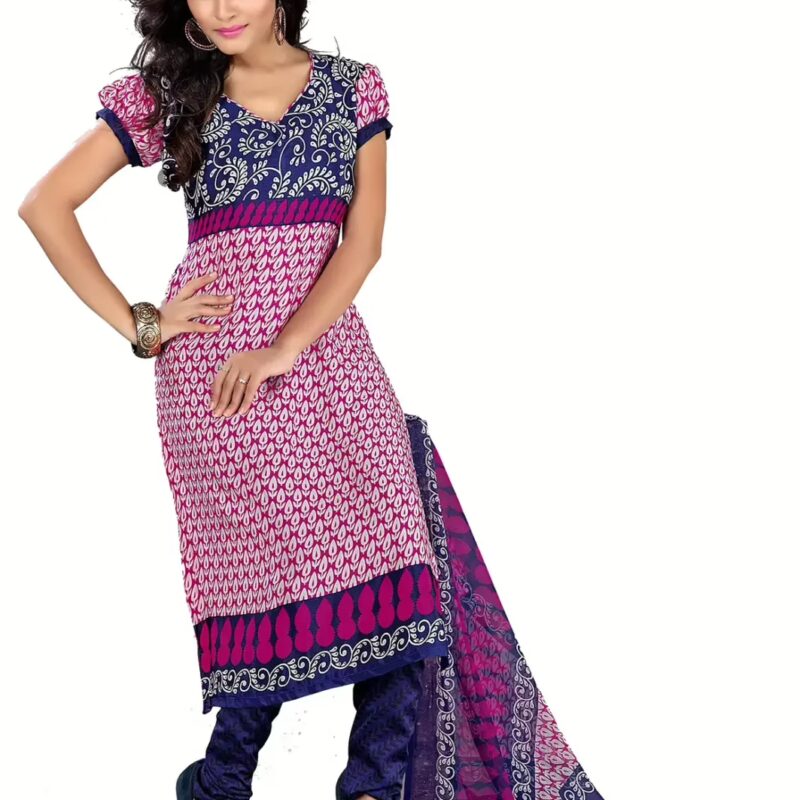 Trendz Apparels Suhani Pink & Blue Printed Unstitched Suit