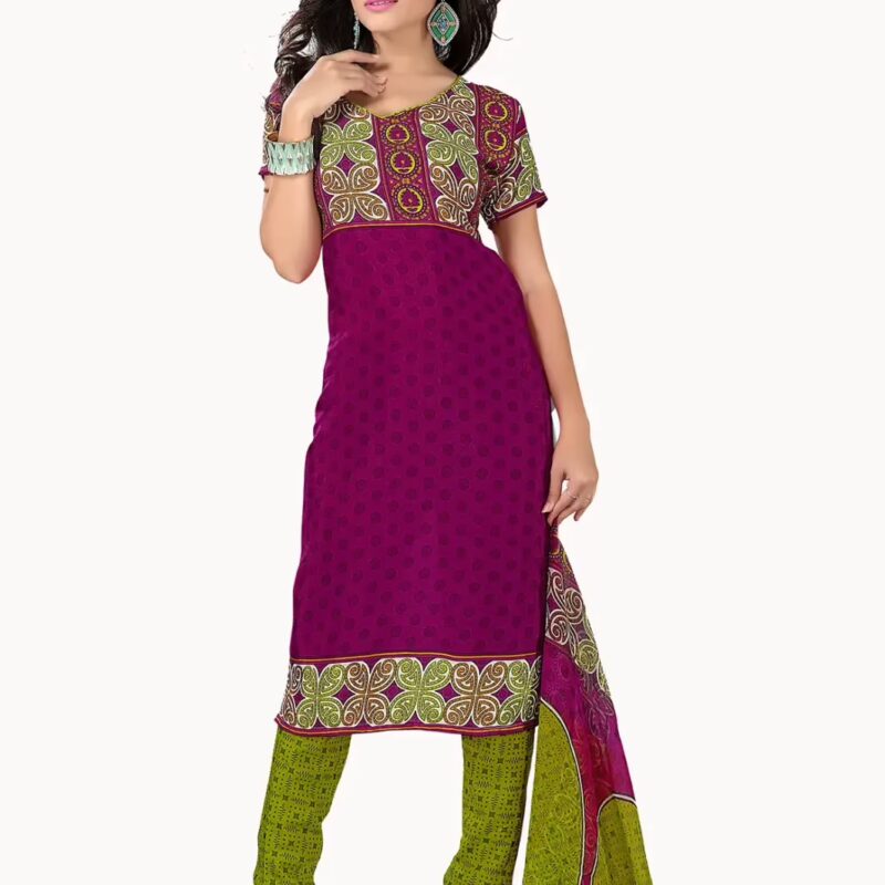 Trendz Apparels Suhani Magenta & Green Printed Unstitched Suit