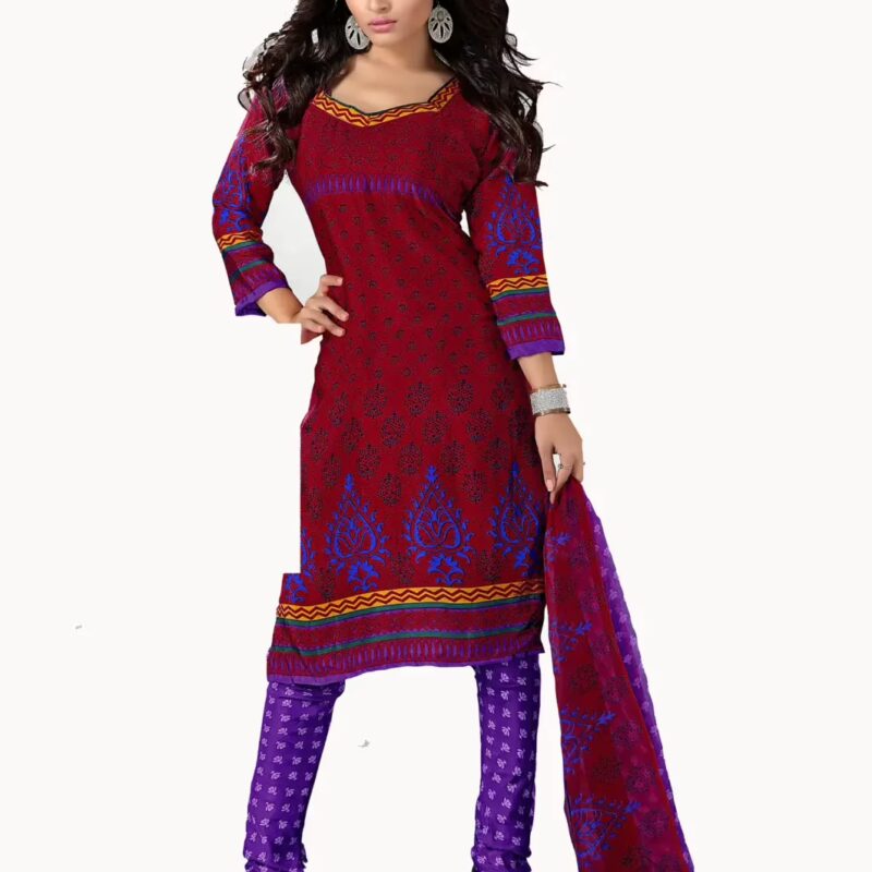 Trendz Apparels Suhani Brown & Purple Printed Unstitched Suit