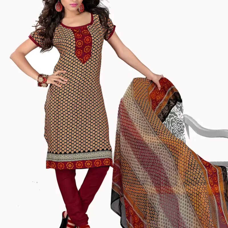 Trendz Apparels Suhani Brown Printed Unstitched Suit