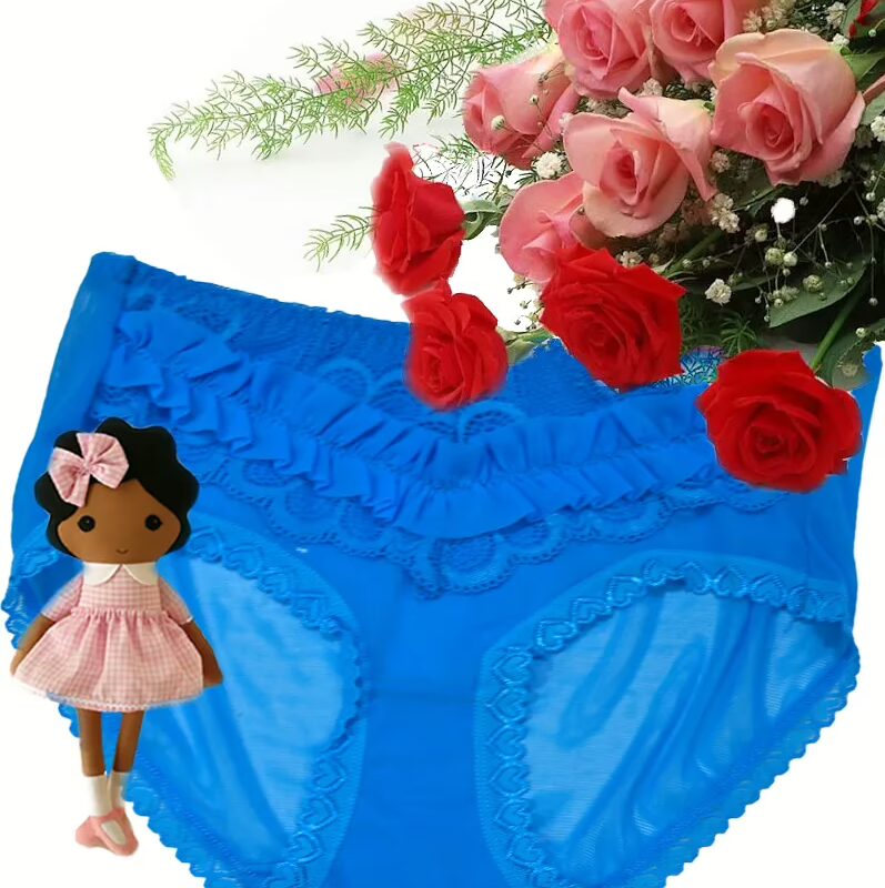 Trendy Blue Laced Bridal Brief