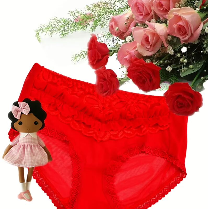 Stylish Red Laced Bridal Brief