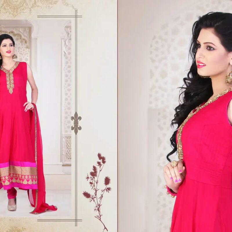 Pazaar Iris Amaranth Pink Embroidered Festival Anarkali Kameez