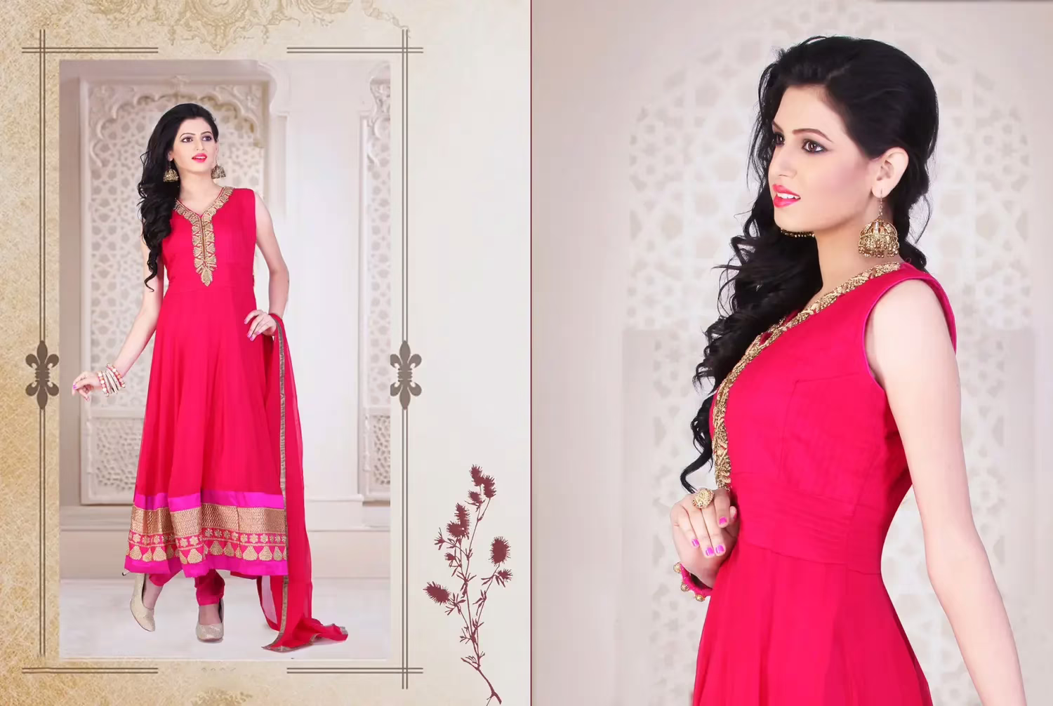 Pazaar Iris Amaranth Pink Embroidered Festival Anarkali Kameez