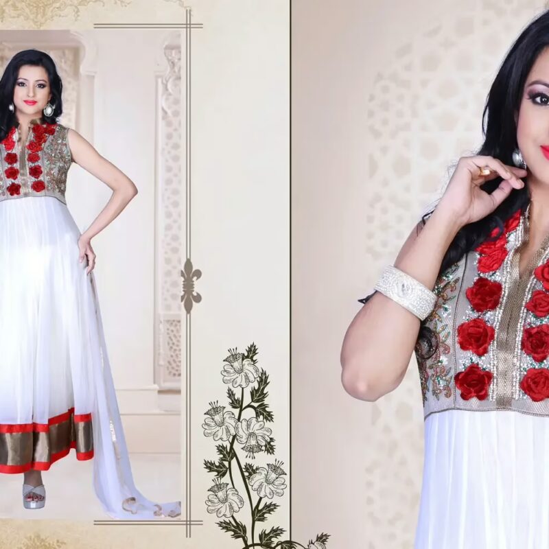Pazaar Iris Off-white Embroidered Party Anarkali Kameez
