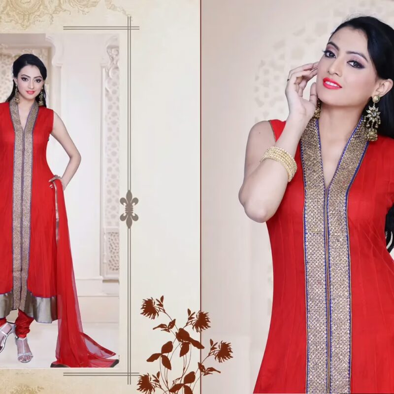 Pazaar Iris Rose-madder Red Embroidered Party Anarkali Kameez