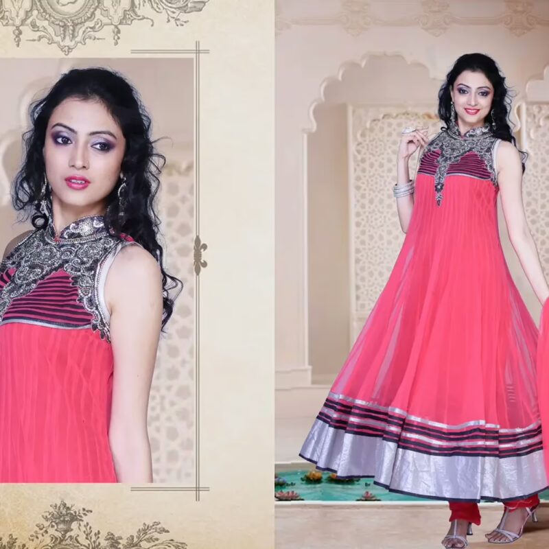 Pazaar Iris Brink Pink Embroidered Festival Anarkali Kameez