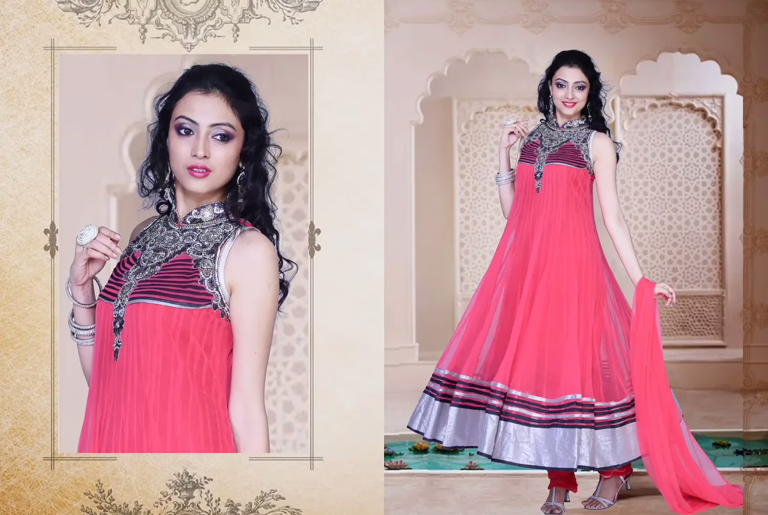 Pazaar Iris Brink Pink Embroidered Festival Anarkali Kameez
