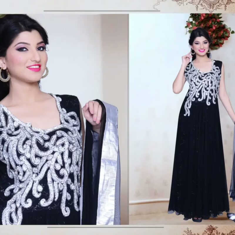 Pazaar Iris Black Embroidered Party Lawn Kameez