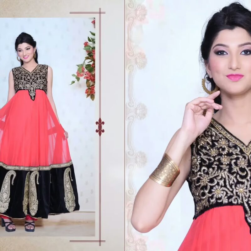 Pazaar Iris Black and Brink Pink Embroidered Party Lawn Kameez