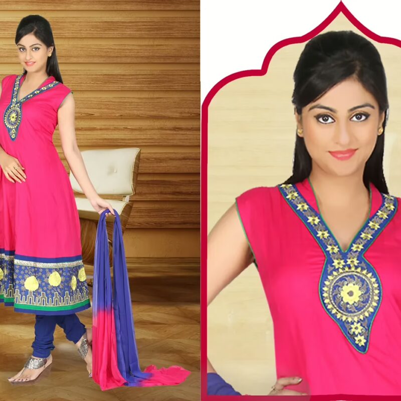 Pazaar Rai Persian-rose Pink Embroidered Party Anarkali Kameez