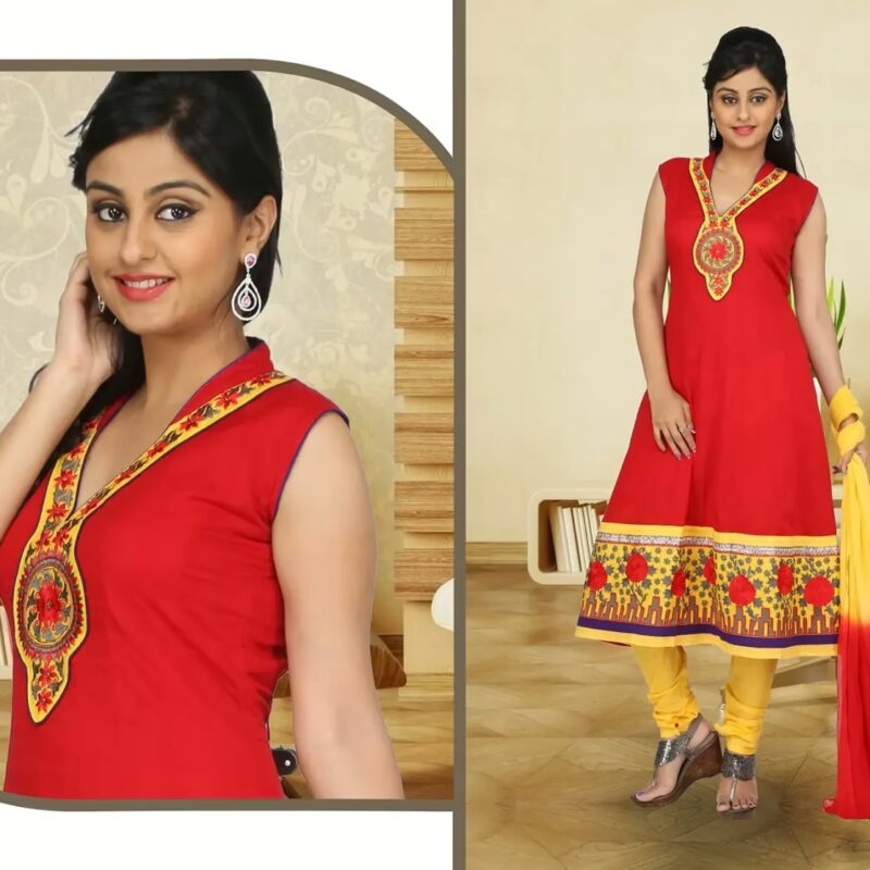Pazaar Rai Venetian Red Embroidered Party Anarkali Kameez