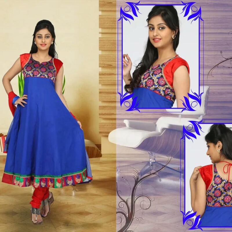 Pazaar Rai Dark Blue Embroidered Party Anarkali Kameez