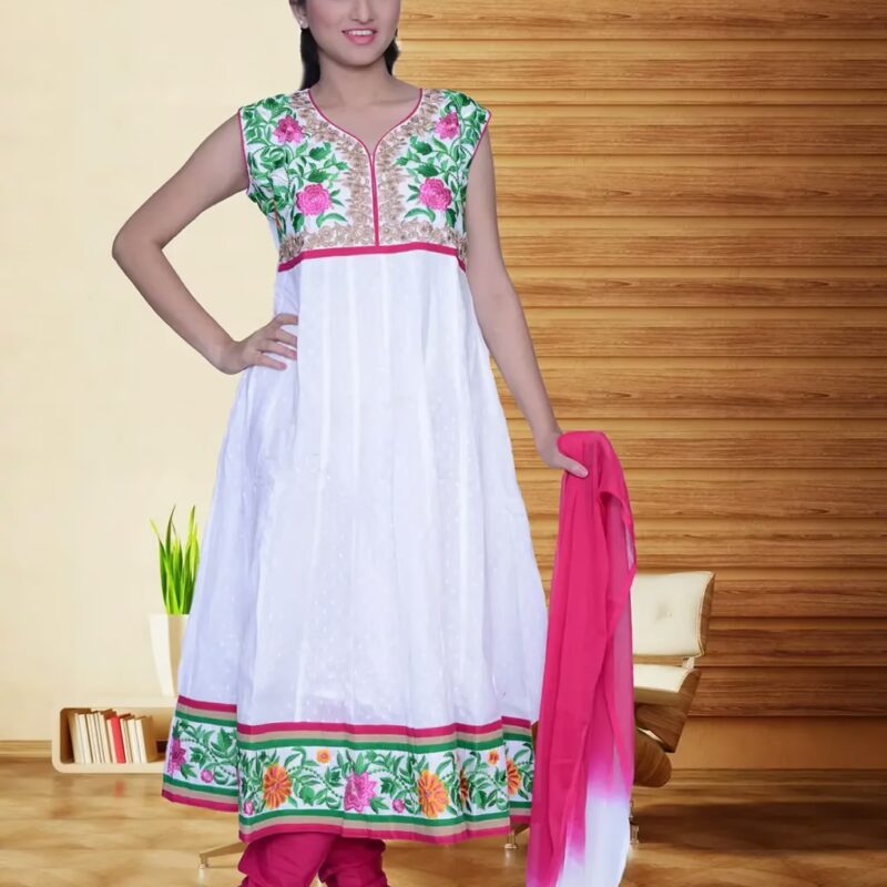 Pazaar Rai Off-White Embroidered Party Anarkali Kameez